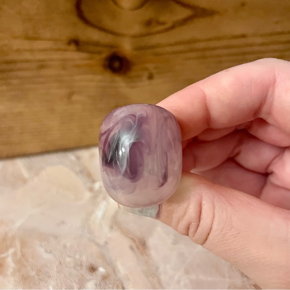 Lavender Purple Swirl Dome Ring, Metal Free Size 8 - Picture 7 of 9